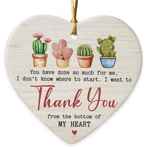 3 x Thank You Heart Shaped Ornaments 2026 - Retirement Gifts for Men Women Friends, Coworkers, Ceramic Ornament for Christmas Decorations, Boss Gifts, Thoughtful Gift for Teacher Appreciation