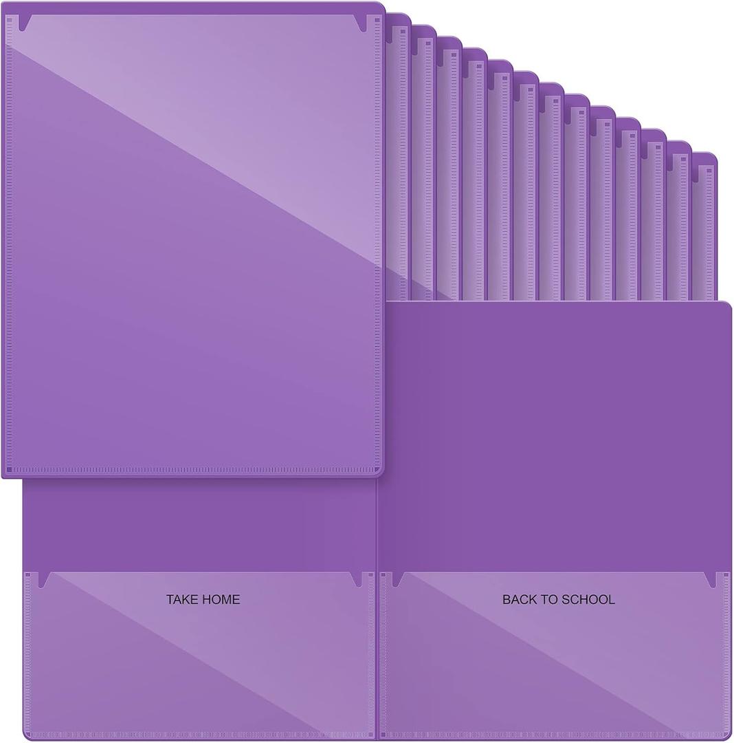 Henoyso 48 Pcs Folders Take Home Heavy Duty 2 Pocket Homework Folder for Students Parent Teacher Communication for Kid School Classroom,11.8 x 9.45 Inch(Purple)