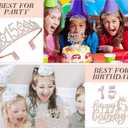 15th Birthday Decorations for Girls, 15th Birthday Sash and Crown, Cake Topper, Number Candles and Balloons, 15 Year Old Gifts for Girls