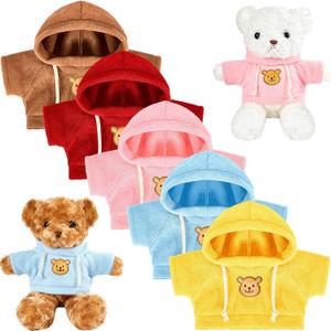 Junkin 5 Pcs Bear Doll Clothes Stuffed Animal Clothing Accessories Cotton Plush Toy Clothes Bear Sweater Outfit Fit Most 1418 Inch Bears Animal Plush Dolls Gifts(Pink,Blue,Red,Yellow,Brown,Cute)