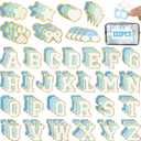NICEVINYL Self Adhesive Chenille Patches：132PCS Blue Pre-Sort Varsity Letter Patch for DIY Bags Backpacks Hats - Heart Star Bowknot Cute Patch Stickers for Birthday Party Gifts Crafts