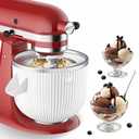 FOKIEE Ice Cream Maker Attachment for KitchenAid 4.5/5QT & 6QT Mixers, Frozen Ice Cream & Sorbet Gelato Maker for KitchenAid, 2 Quart, White, Not Dishwasher Safe
