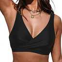 CUPSHE Women Swimsuit Bikini Top Wrap Self Tie Bathing Suit with Fixed Wide Straps Size L
