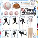 RAYNAG Baseball Cake Topper Set 16 Pieces Sports Party Decorations with Baseball Stand, Baseball Theme Cake Decor for Birthday, Baseball Lover Gift