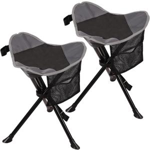 REDCAMP 2 Pack Folding Tripod Stools for Adults, Lightweight Portable Camping Stools for Fishing Hunting Backpacking Traveling, Black