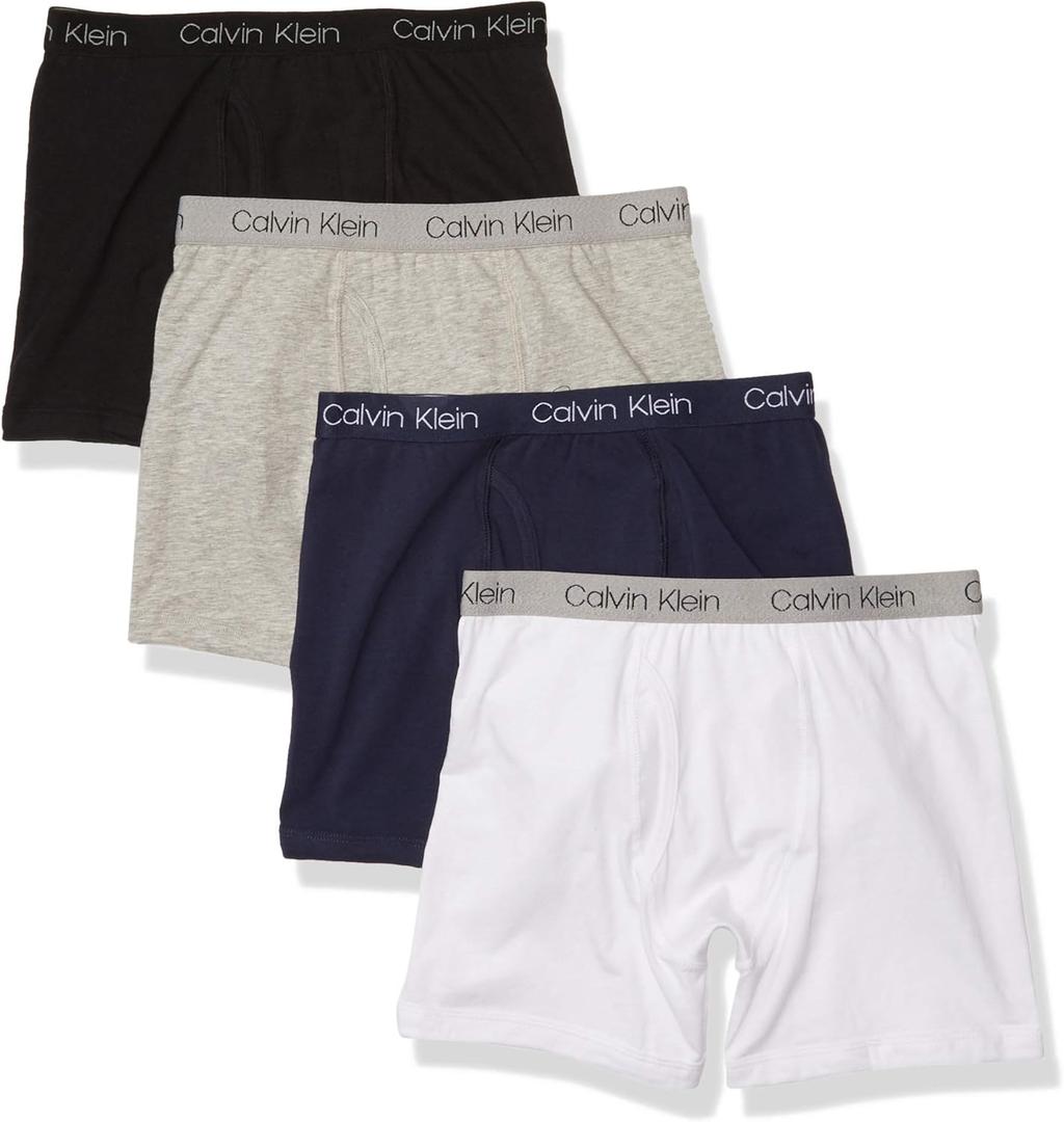 Calvin Klein Boys' Underwear Four Pack Boxer Brief Value Pack (Large, Black Iris Pack)