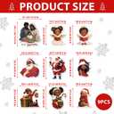 Christmas Black Santa Ornaments for Christmas Tree African American Topper 9Pcs for Xmas Tree Top Decoration Indoor Outdoor Home Decor Holiday Party