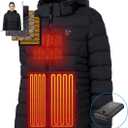 iHood Women's Heated Puffer Jacket With 12V Battery Pack-Insulated Water-Resistant Hooded Hand-Heating Electric Heated Jacket (Medium, Black)