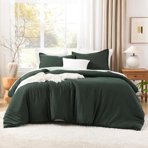 Litanika California King Comforter Set Forest Green - 3 Pieces Cal King Lightweight Soft Plain Bed Comforter, Oversized Down Alternative Bedding Set - Machine Washable (104x96In, 2 Pillowcases)