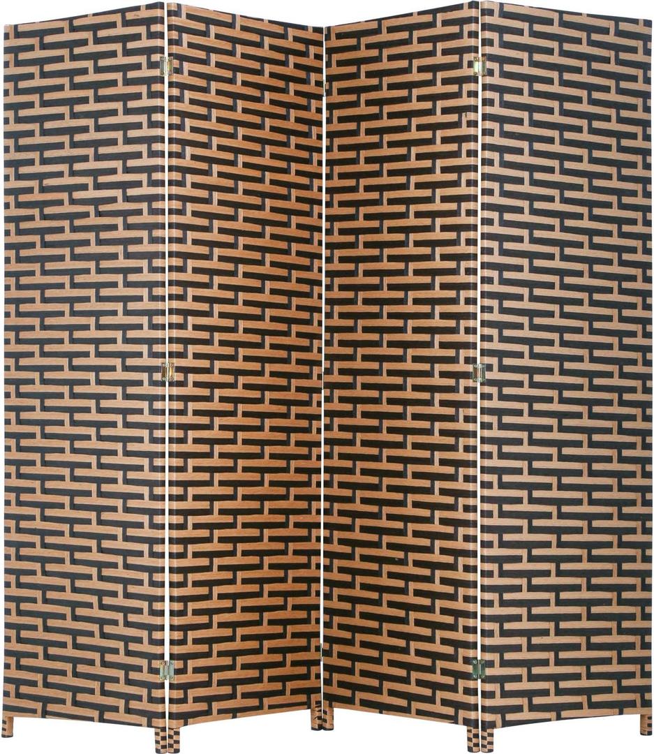 Room Divider Wood Screen 4 Panel Wood Mesh Woven Design Room Screen Divider Folding Portable Partition Screen Screen Wood for Home Office