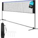 OLIXIS Portable Badminton Net, 2-5 FT Height Adjustable Volleyball Net, Badminton Net with Carry Bag, Volleyball Net, Pickball Net, Backyard Game Indoor Outdoor Use, 14FT