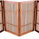Urnporium Pet Dog Gate Freestanding, Strong Durable Folding Wooden Fence, Portable Acacia Hardwood Safety Barrier for Indoor & Outdoor Use (Brown Pet Gate, 4 Panel 30" Tall)