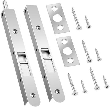 Ceoighe 2 Pack 7 Inch Flush Bolt for Double Door, Heavy Duty Chrome Plating Flush Latch Bolts, French Lock for Opening and Composite Wood Double Dummy Door (Chrome Plating Color)