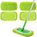 NEWE Reusable Microfiber Mop Pads Compatible with Swiffer Sweeper, 4 Pack Washable Wet Refills, Dry Sweeping Cloths for Cleaning Floors (Handle Not Included)