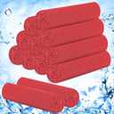 Hosuly 12 Pieces Cooling Towels for Hot Weather Soft Breathable Cold Towel Yoga Towels for Sweat, Sports, Workout, Fitness, Gym, Running, Travel Camping, 12 x 40 Inch (Red)