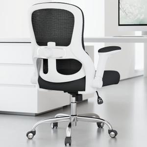 Ergonomic Office Chair - Computer Desk Chairs Comfy, Mesh High-Back Gaming Chair with Adjustable Lumbar Support, Executive Task Chair for Adults, Comfortable for Long Hours (White Black)