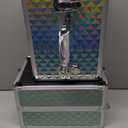 Stagiant Rolling Makeup Case Cosmetology Case on Wheels 4 in 1 Makeup Travel Case Large Cosmetic Organizer Storage with Key Swivel Wheels Nail Artist Salon Traveling Cart Trunk Watery Blue