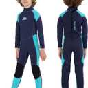 XUKER Kids Wetsuit for Boys Girls Toddlers, 3mm Wetsuit Back Zip Neoprene Thermal Full Body Wetsuits for Youth Teens Scuba Dive Swimming Boating Snorkeling (4, Black Blue)