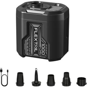 FLEXTAILGEAR 5KPa Air Mattress Pump,1000L/min Ultra Large Air Flow Air Pump for Inflatables, Rechargeable Inflatable Bed Pumps -Electric Air Pump for Kayaking Air Beds Sleeping Pads Pool Floats (Black)