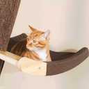 Modern 78.7 Tall Leaning Wall Sisal Cat Tree Tower Scratching Post Pillar at 70 Degree Angle with Bed Hammock Perch, Cat Climbing Pole for Window (Sisal Cover)