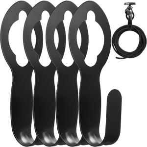 JaGely 4 Pcs Garden Hose Holder Fit 50FT 25FT Expandable Hose Metal Hose Hanger Wall Mount Garden Hose Storage Black Hose Hook Hose Organizer Support Over 110lbs Weight Portable Garage