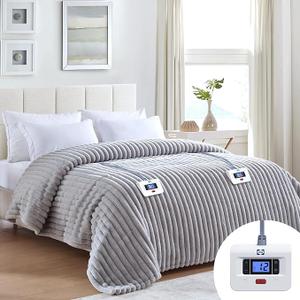 Sealy Electric Blanket Queen 84"*90",Super Cozy Faux Fur to Sherpa Reversible Heated Blanket Queen Size with 10 Heating Levels & 1-12 Hours Auto Off Overheating Protection Machine Washable, Gray