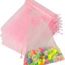 Organza Bags, Organza Bags 5 x 7 Inch, 50 Pcs Pink Sheer Party Favor Bags with Drawstring, Mesh Bags Drawstring, Jewelry Gift Bags, Small Mesh Gift Bags Candy Bags for Wedding Christmas Birthday (1 Count (Pack of 50))