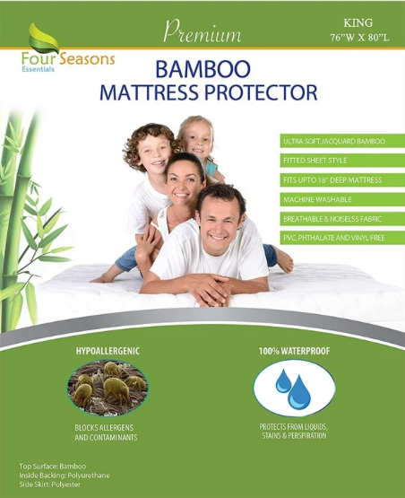 BAMBOO MATTRESS PROTECTOR - WATERPROOF FITTED SHEET MATTRESS COVER, King
