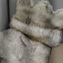 IHAPPYDOG Luxury Faux Fur Orthopedic Dog Bed, Memory Foam Dog Bed for Small, Medium, Large and XL Pets, Fluffy Pet Rug with Waterproof and Washable Cover (White w/Brown Tips, 40"x25")