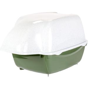 Ferplast Cosmic Outdoor Cat Litter Box - Waterproof Dog-Proof Cat Toilet with Tunnel Entry, High-Sided Base for Litter Containment, Easy-Clean Design, Durable Thermoplastic Resin in Green