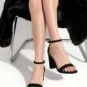 Ankis Heels for Women Open Toe Ankle Strap Chunky Heel Sandals 2.75 Inch (Black), 9.5B