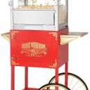 Popcorn Machine with Cart  8oz Popper with Stainless-steel Kettle, Heated Warming Deck, and Old Maids Drawer by Great Northern Popcorn (Red)