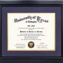 11x14 Diploma Degree Frame with Purple Mat or Display 15x18 Certificates without Mat,Solid Wood,Black Finish with Intricate Black Rope Detail,UV Protection Acrylic