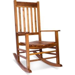 Shine Company Vermont Porch Rocker, High Back Acacia Wood Rocking Chair, Oak Shine Company Vermont Porch Rocker, High Back Acacia Wood Rocking Chair, Oak