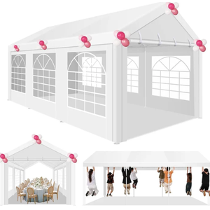 COBIZI 10x20 Party Tent Heavy Duty, 10x20 Tent with Removable Sidewalls & 4 Built-in Sandbags, Commercial White Tent, UV 50+, Waterproof, White, Size: 10x20FT