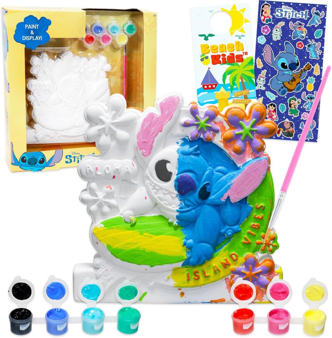 Disney Lilo & Stitch Paint Your Own Scene Set for Kids - Bundle DIY Painting Set Featuring Stitch, Stickers, More Painting Kit for Girls, Boys