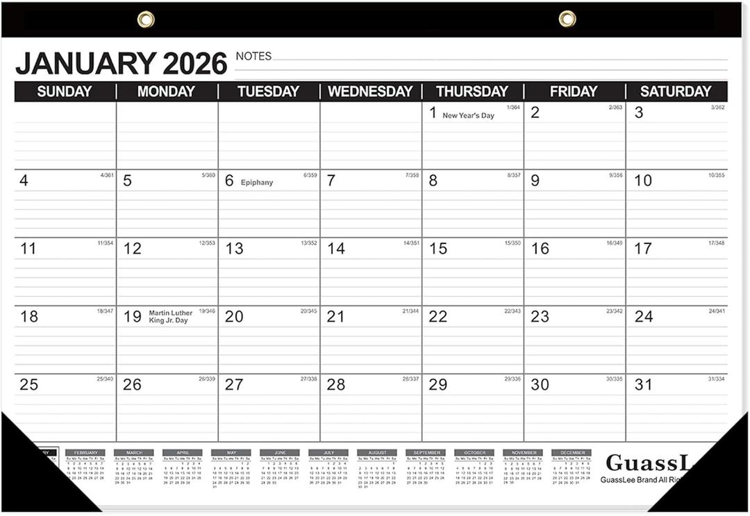 GuassLee Desk Calendar 2026-2027 - 17"  11.5" Desktop Calendar 18 Months Runs from Jan. 2026 to Jun. 2027 with Julian Date for Home School Office Desk Top Organizing