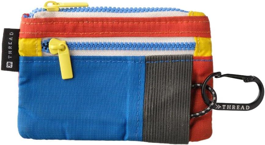 Thread Wallets Pouch Wallet – Compact Zip Wallet with Clear ID Window, Coin & Card Pockets, and Key Stash – Lightweight Rip-Stop Travel Wallet for Men & Women (Color Block)