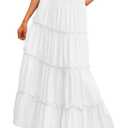 Trendy Queen Beach Vacation Clothes Maxi Skirts for Women Summer Outfits Maxi Skirt 2026 White Dress Longe Flowy Boho Dresses with Pockets XS