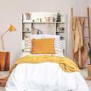 Wenqik Dorm College Twin XL Headboard Only, with Bookcase Storage, 39.37 x 48.43 x 8.66 inches