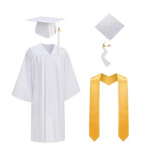 TOONRAIN Graduation Cap and Gown 2026 Matte Graduation Costume Tassel Topper Sash Set Adult Stole for High School Bachelor Robe Matte Classic White,51''