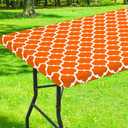 Smiry Rectangle Picnic Table Cover, Waterproof Elastic Fitted Camping Tablecloths for 8 Foot Tables, Wipeable Flannel Backed Vinyl Tablecloth Protector for Indoor, Outdoor (Orange, 30x96 Inches)