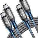 USBC to USBC 100W [3ft/2 Pack] USB C to USB C Fast Charging Cable Braided C to C Charger Cord 5A for MacBook Pro/Air, iPhone 16 15 Pro Max Plus,iPad Pro,Samsung Galaxy S24 Ultra S23,Pixel,PS5,Switch (Grey)