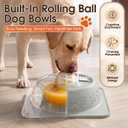 Slow Feeder Dog Bowls, Anti-Slip Dog Lick Bowl with Interactive Rolling Ball, Anxiety Relief Liquid Treat Feeder, Bone Broth Yogurt Licking Toy for Small Medium Large Dogs and Cats (Gray)