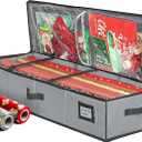 Storage Container - Durable 600D Tear-Proof, Fits 27 Rolls Gift Wrap, Extra Pockets for Ribbons & Bows, Underbed Storage - Ideal for Holiday Christmas, Gray