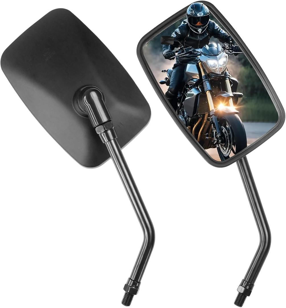 10MM Black Motorcycle Mirrors Universal Handlebar Rear view Mirrors Compatible with Honda Shadow Magna 750 Kawasaki Vulcan VN 500 800 1500 1600 Suzuki Aprilia Street Bike Cruiser