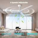 TALOYA Ceiling Fans with Lights,Metal Body Fan,White Finish,Dimmable, Noiseless, Reversible DC Motor,Remote Control,6-Speed