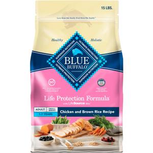 Blue Buffalo Life Protection Formula Adult Small Breed Dry Dog Food, Supports High Energy Needs, Made with Natural Ingredients, Chicken & Brown Rice Recipe, 15-lb Bag