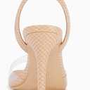 Coutgo Womens Clear Heels Sandals Square Toe Ankle Strap Sexy High Heeled Stiletto Dress Shoes (Beige), Size 8.5