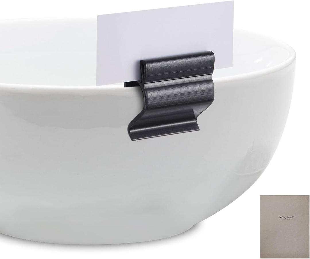 10 Pack Food Tray Label Holders Black Bowl Sign Clip Plastic Reusable Clip on Table Number Sign Holder for Cup Bowl Bake Pan Buffet Deli Trays Charcuterie Board (Labels Not Included)